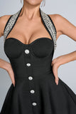Gabriella A-Line Halter Bandage Rhinestone Dress