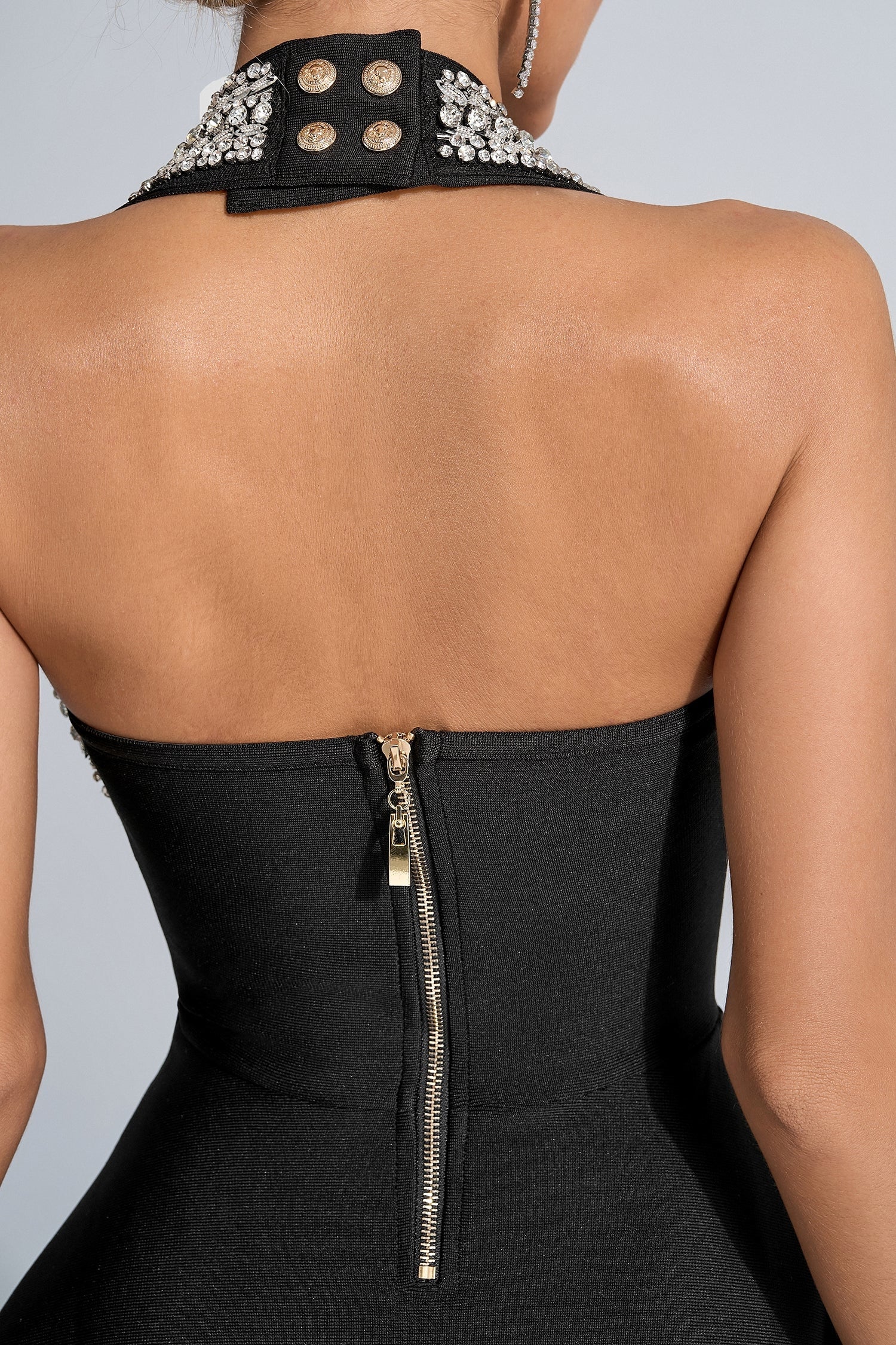 Gabriella A-Line Halter Bandage Rhinestone Dress