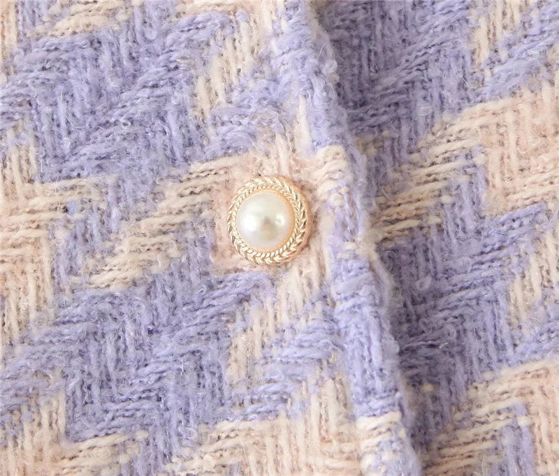 Tyra Houndstooth Blazer and Skirt Two Piece Set