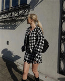 Tyra Houndstooth Blazer and Skirt Two Piece Set