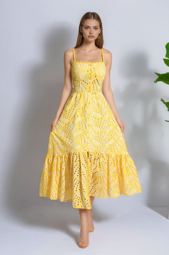 Yellow - Rosa Floral Print Maxi Summer Dress SunsetFashionLA Yellow - Rosa Floral Print Maxi Summer Dress SunsetFashionLA