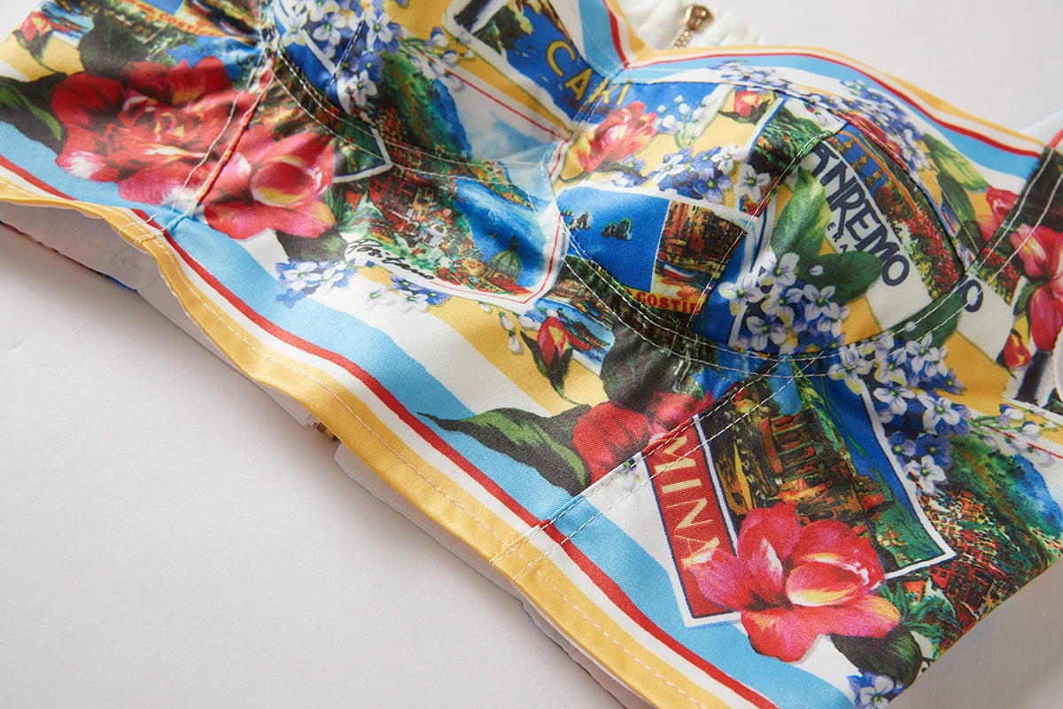 Edmee Flower Summer Two Piece Set Dress