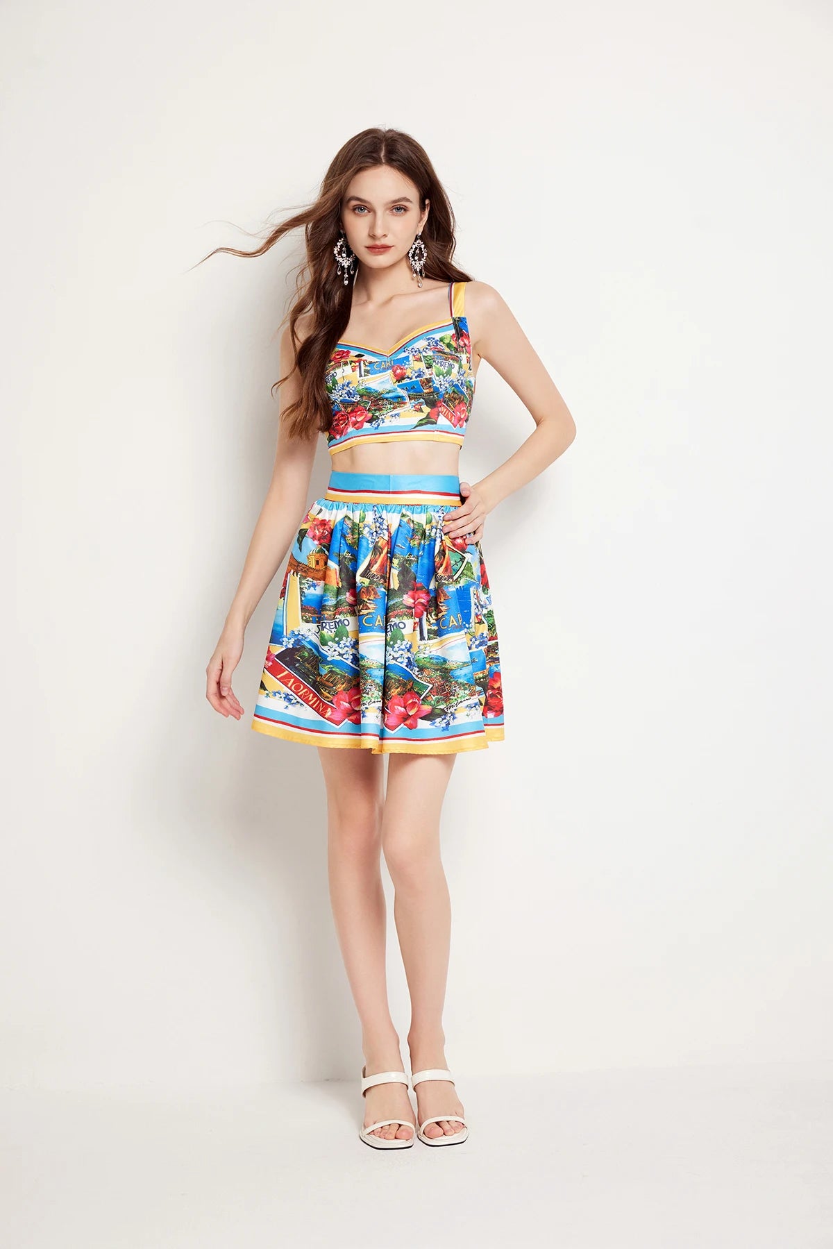 Edmee Flower Summer Two Piece Set Dress