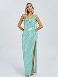 Monice Sequin Draped Gown Dress