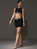 Afare Rhinestone Bandage Two Piece Set