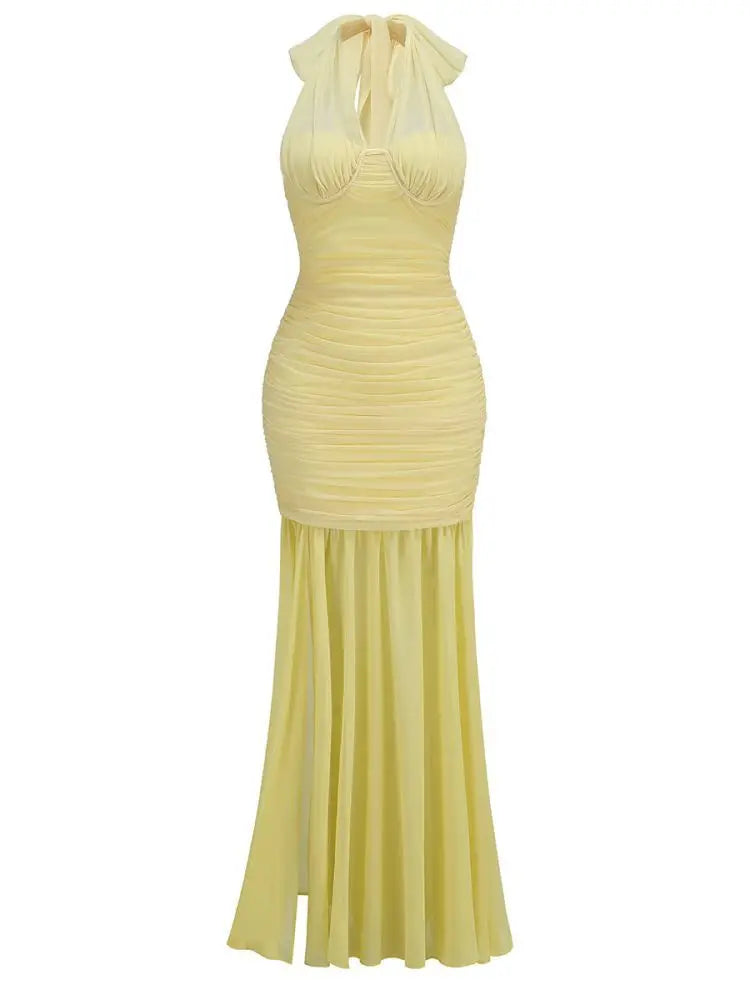 Tatti Mesh Halter Gown Dress