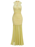 Tatti Mesh Halter Gown Dress