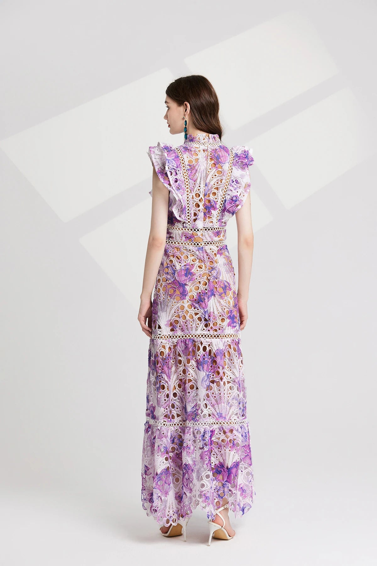 Elaina Summer Flower Embroidery Maxi Dress