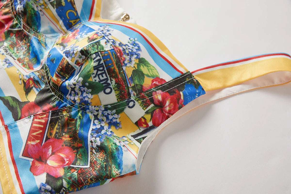 Edmee Flower Summer Two Piece Set Dress