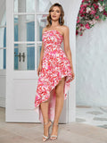 Denise Strapless Floral High-Low Dress