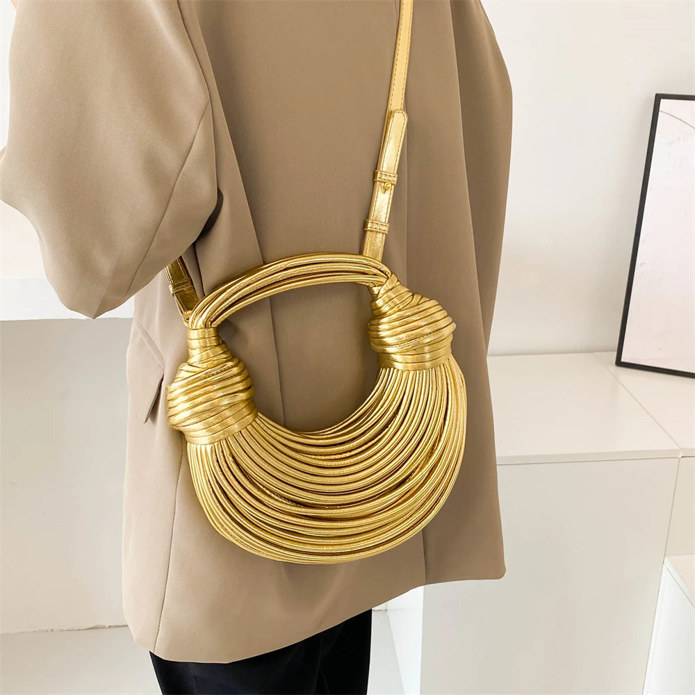 Stella Knotted Metallic Gold Handbag