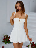 Paisley Corset Mini White Dress
