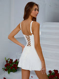 Paisley Corset Mini White Dress