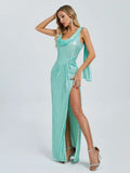 Monice Sequin Draped Gown Dress