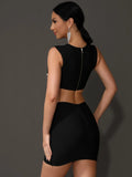 Afare Rhinestone Bandage Two Piece Set