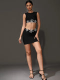 Afare Rhinestone Bandage Two Piece Set