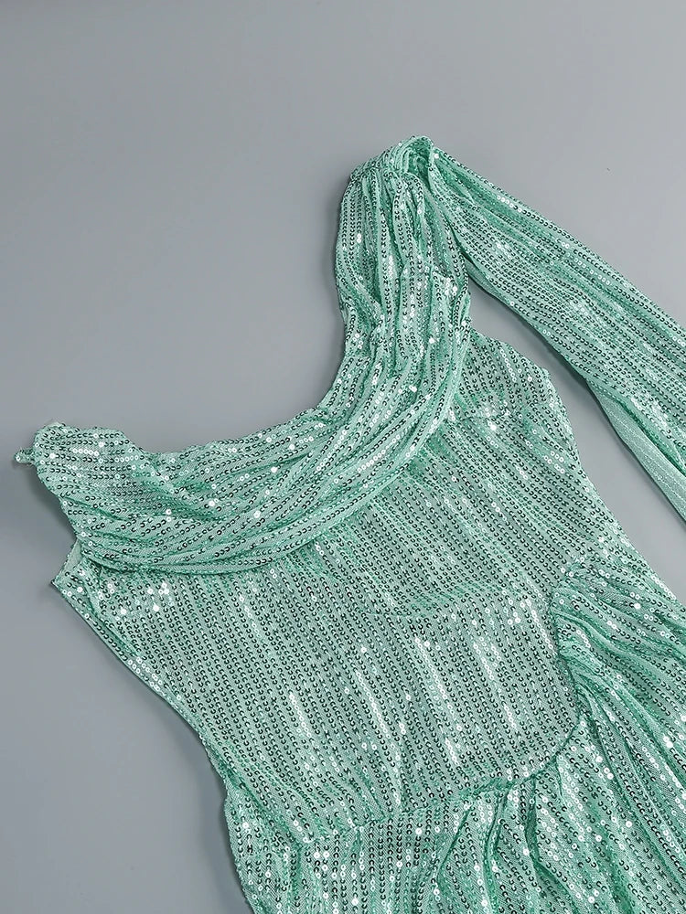 Monice Sequin Draped Gown Dress