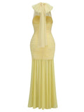 Tatti Mesh Halter Gown Dress