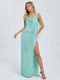 Monice Sequin Draped Gown Dress