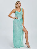 Monice Sequin Draped Gown Dress