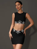 Afare Rhinestone Bandage Two Piece Set