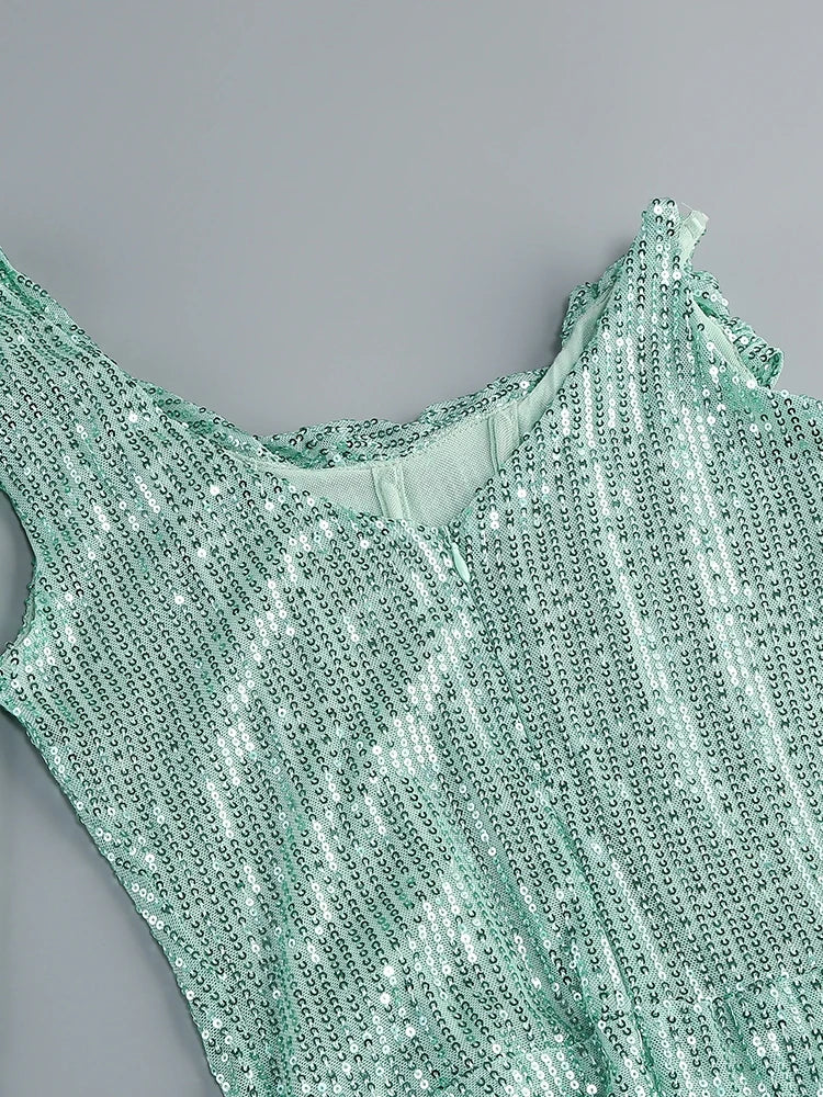 Monice Sequin Draped Gown Dress