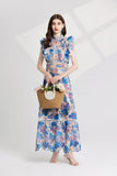 Elaina Summer Flower Embroidery Maxi Dress