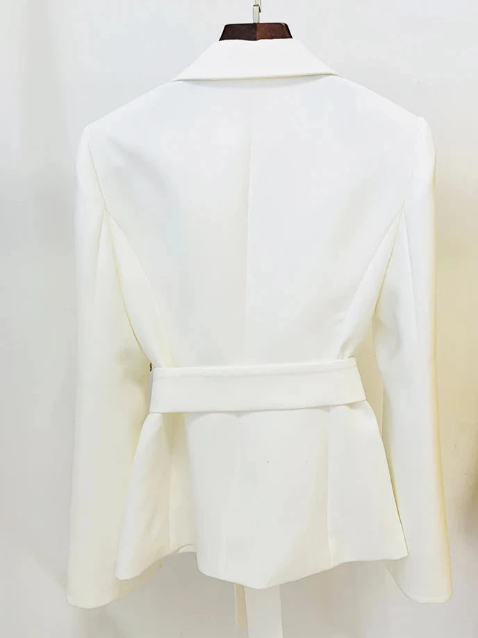 Amelly Slit Sleeve Rhinestone Belted Blazer