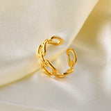 18k Gold Plated Twisted Link Chain Ring - SunsetFashionLA
