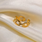 18k Gold Plated Twisted Link Chain Ring - SunsetFashionLA