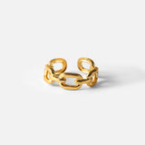 18k Gold Plated Twisted Link Chain Ring - SunsetFashionLA