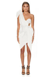 Adelle Bandage Corset-Style One Shoulder Bow Dress - SunsetFashionLA