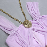 Alice Mesh Ruched Cut Out Chain Dress - SunsetFashionLA
