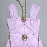 Alice Mesh Ruched Cut Out Chain Dress - SunsetFashionLA