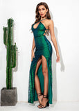 Allira Halter Sequin Gown Dress - SunsetFashionLA