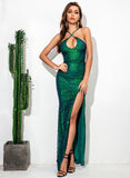 Allira Halter Sequin Gown Dress