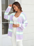 Amalthea Loose Striped Knit Cardigan - SunsetFashionLA