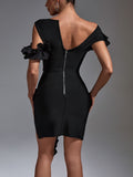 Angelina One Shoulder Bandage Ruffle Dress - SunsetFashionLA