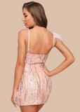 Antonella Mini Feather Sequin Dress - SunsetFashionLA