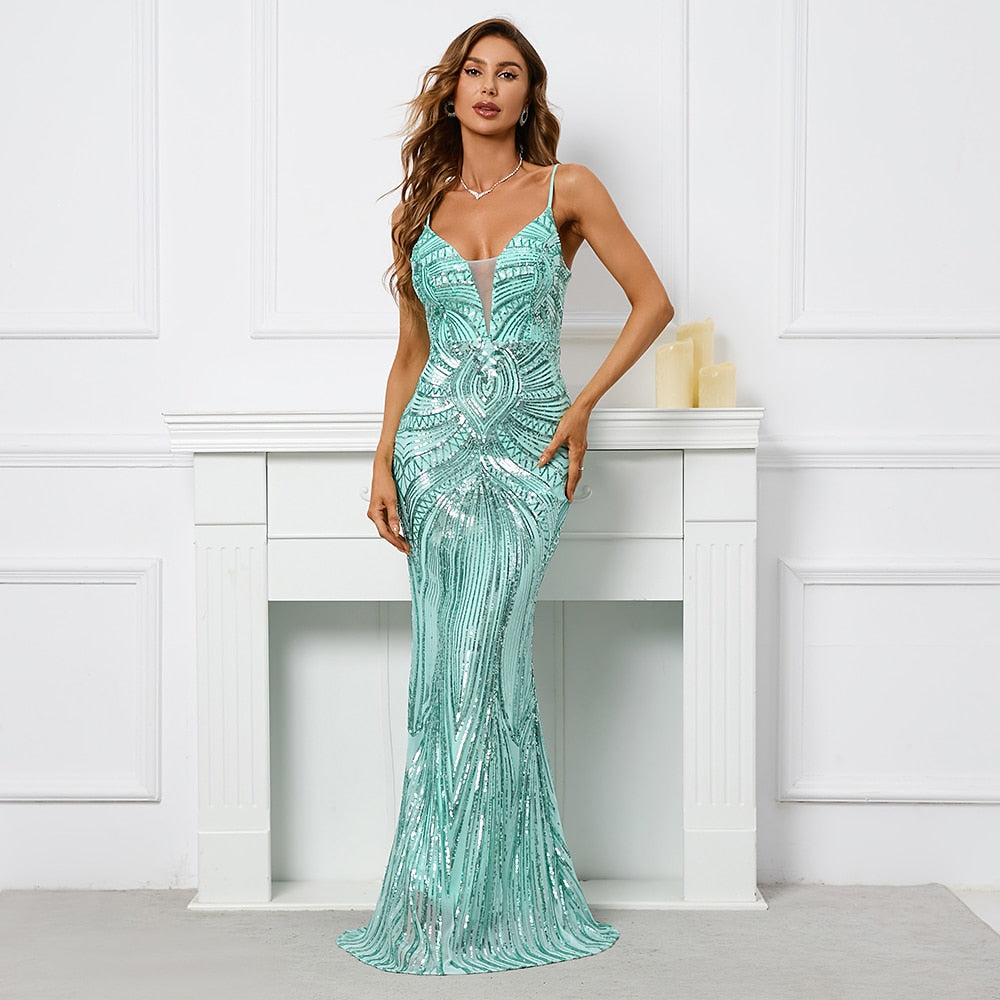 Arabella Sequin Mermaid Gown Dress - SunsetFashionLA