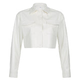 Ash Cropped Vegan Leather Jacket - SunsetFashionLA