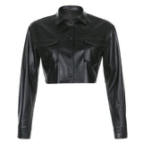 Ash Cropped Vegan Leather Jacket - SunsetFashionLA