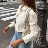 Ash Cropped Vegan Leather Jacket - SunsetFashionLA