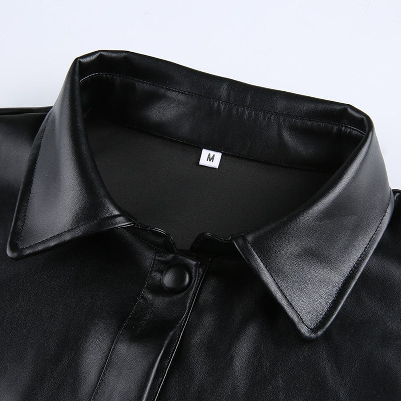 Ash Cropped Vegan Leather Jacket - SunsetFashionLA