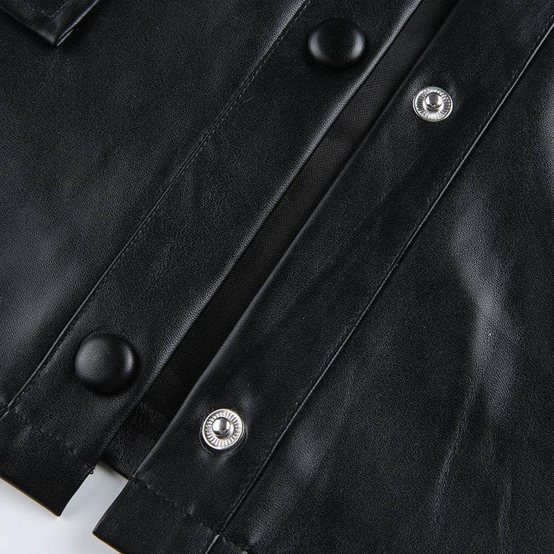 Ash Cropped Vegan Leather Jacket - SunsetFashionLA