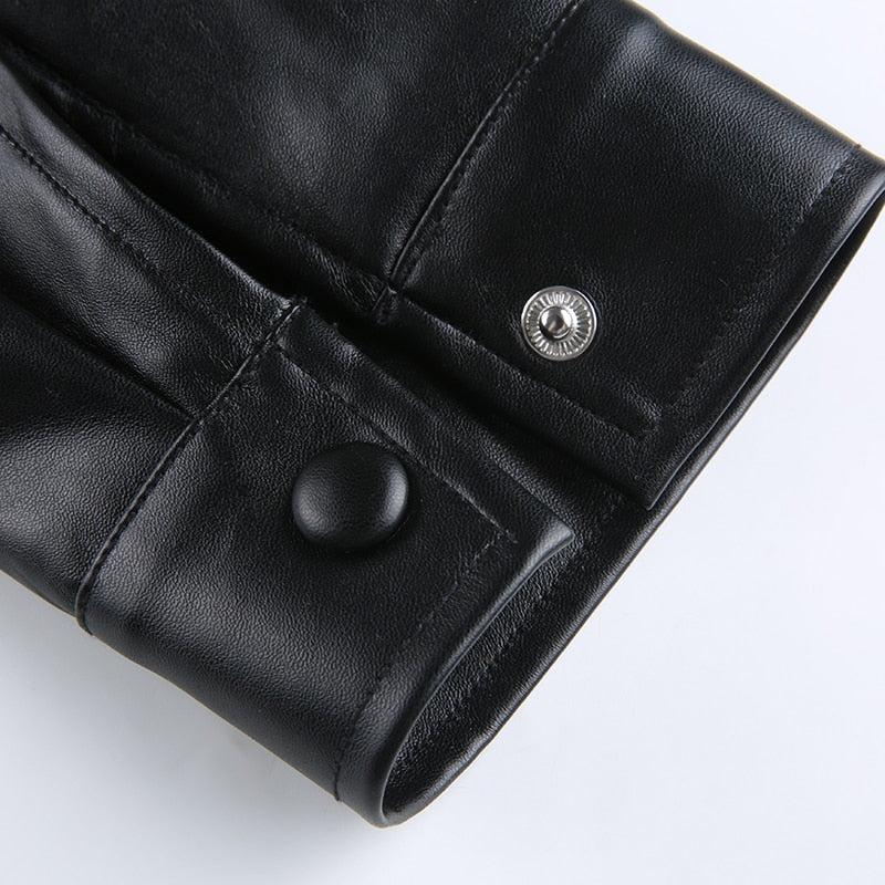 Ash Cropped Vegan Leather Jacket - SunsetFashionLA