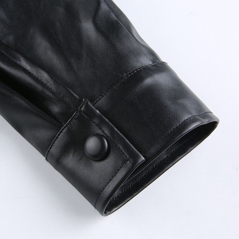 Ash Cropped Vegan Leather Jacket - SunsetFashionLA