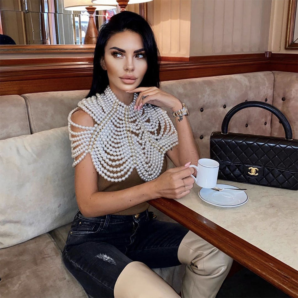 Aurora Pearl Shawl Top - SunsetFashionLA