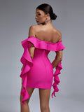 Azalea Off Shoulder Ruffle Bandage Dress - SunsetFashionLA