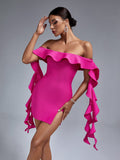 Azalea Off Shoulder Ruffle Bandage Dress - SunsetFashionLA